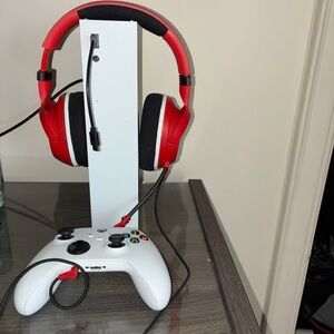 Red and White Gaming Headset with Controller